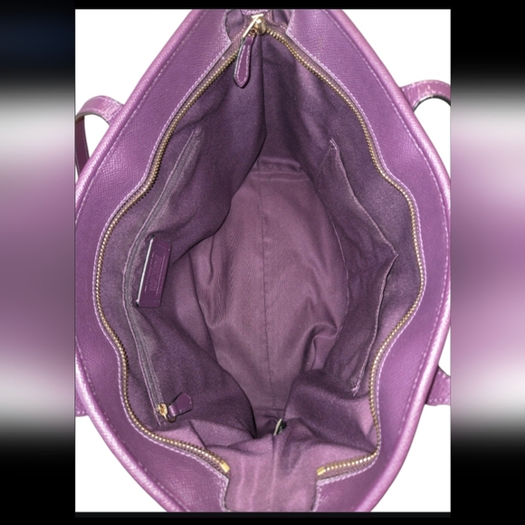 Coach City Zip Tote Purple Saffiano Leather Bag (Style Number F58846) EUC - Picture 9 of 16
